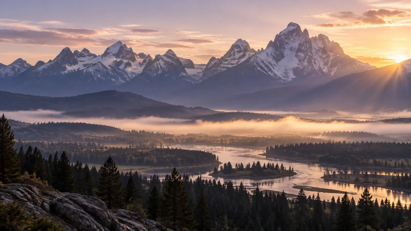 Chaîne de montagnes au lever du jour dans le Wyoming